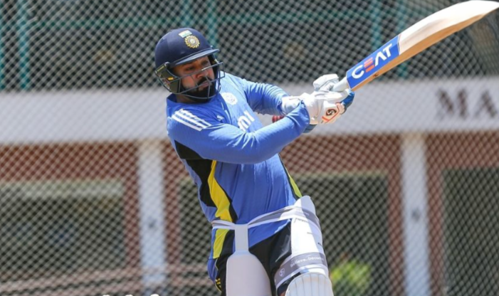 IPL Auction 2024 Rohit Sharma practicing in the Indian jersey, showcasing his dedication and skills as he prepares for the upcoming cricket season.